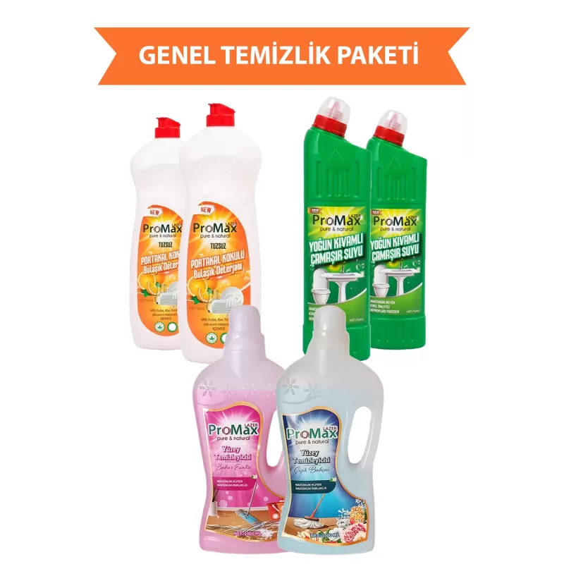 %100 Yerli Üretim Genel Temizlik Seti Bulaşık Deterjanı x2 Çamaşır suyu x2 Yüzey temizleyici x2