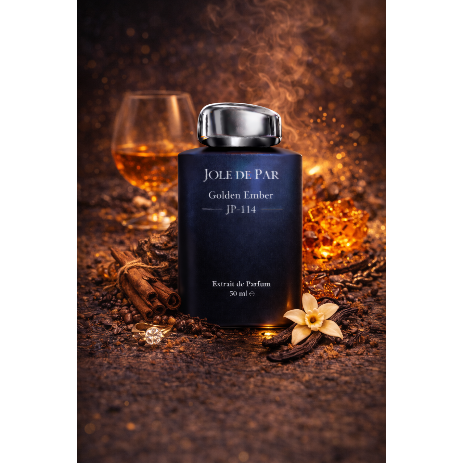Golden Ember JP-114 Erkek Parfümü | Sıcak Amber Baharatlı Gece Kokusu